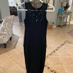 Vintage Gunne Sax Jessica McClintock Black Lace Maxi Pencil Dress Formal USA 3/4